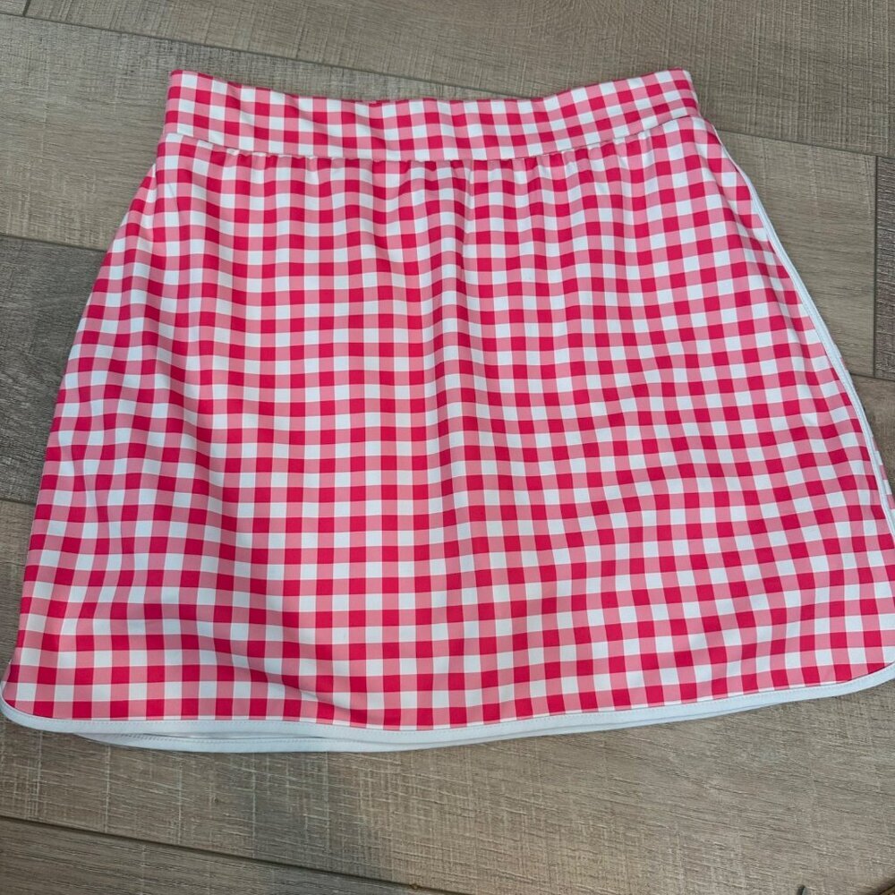 J.CREW WOMENS PINK WHITE PLAID SKORT SIZE SMALL